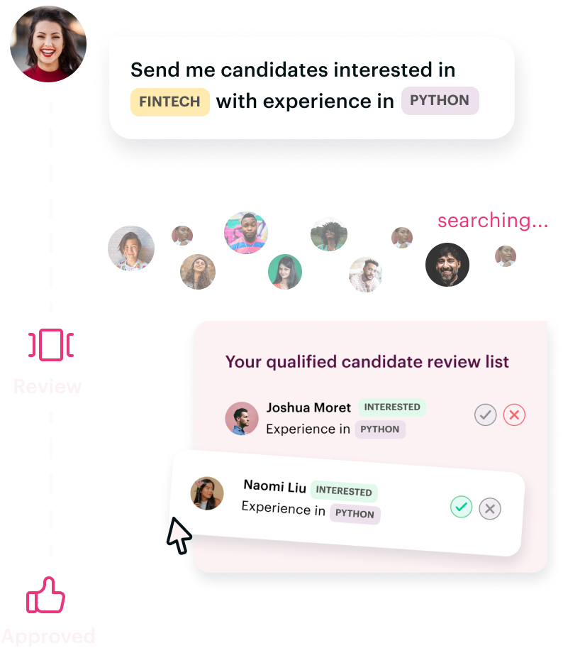 A recruiter uses RecruiterCloud to find the perfect candidate.